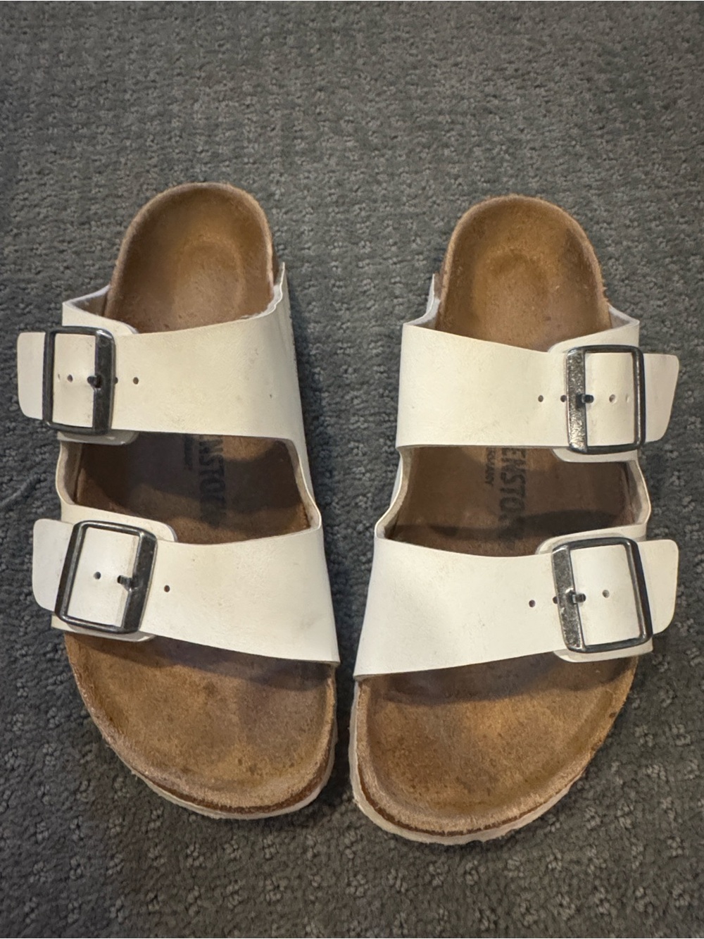 Birkenstock Arizona Women’s White Dual-Buckle Sandals